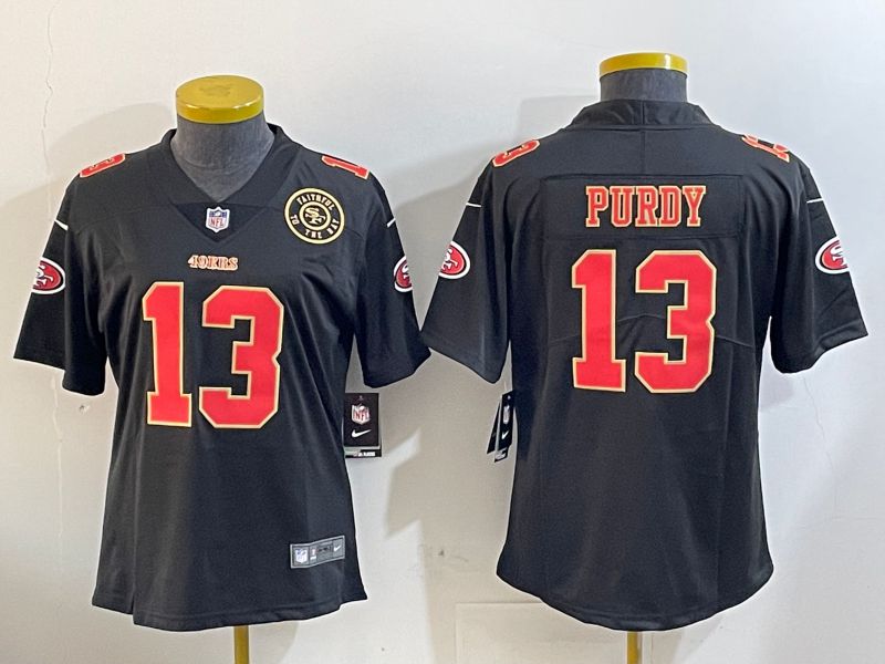 Youth San Francisco 49ers #13 Purdy Black Gold 2024 Nike Vapor Limited NFL Jersey style 1202